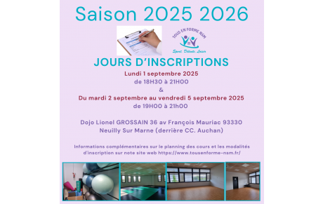 INSCRIPTIONS POUR LA SAISON 2025-2026